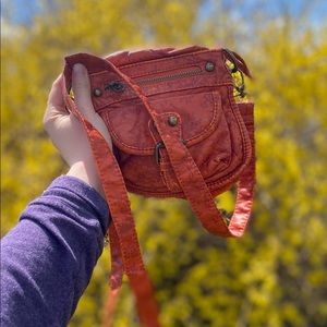 Orange Crossbody Purse w/ Flower Detail